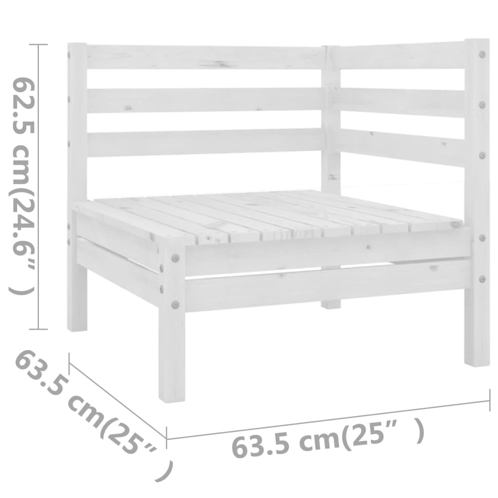 11-tlg. Garten-Lounge-Set Weiss Massivholz Kiefer